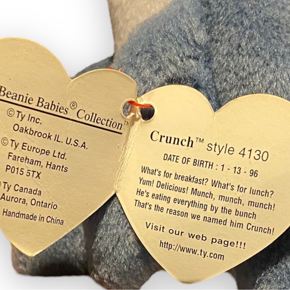 Vintage 1996 Ty Beanie Babies Crunch The Shark - Picture 3 of 5